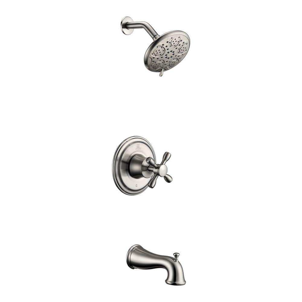 Mesto Series 1-Handle 2-Spray Tub and Shower Faucet in Brushed Nickel (Valv