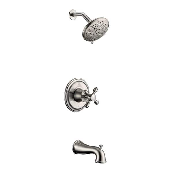 ANZZI Mesto Series 1-Handle 2-Spray Tub and Shower Faucet in Brushed Nickel (Valve Included)