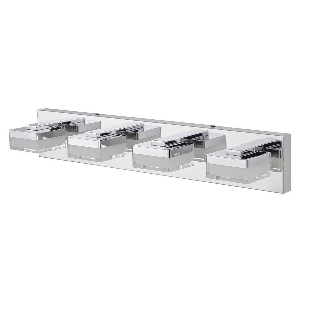 18 in. 4-Light Chrome LED Vanity Light Bathroom Wall Light Fixtures Over Mirror price history on PriceWatchPro