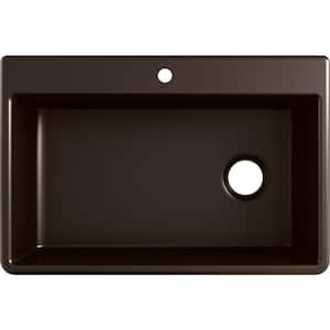 Kennon Neoroc Matte Brown Granite Composite 33 in. Single Bowl Drop-In or Undermount Kitchen Sink