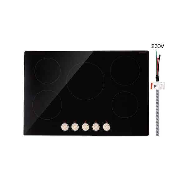 SKYSHALO Induction Cooktop, 9200 W Electric Countertop Burner, 5 Burner Knob Control Stove, Built-in Induction Cooktop