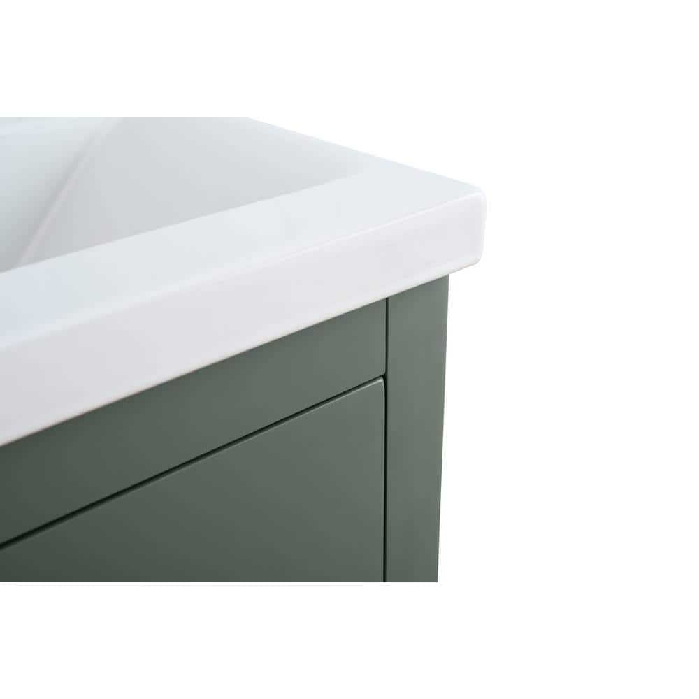 30" Vintage Green Single Sink Bathroom Vanity with Ceramic Top