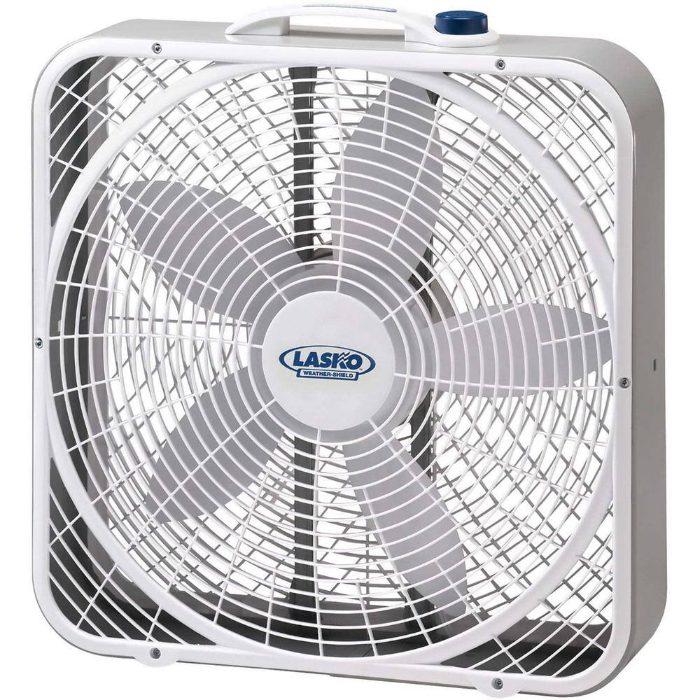Aoibox 20 in. 3 Speeds Box Fan in White with Weather-Shield Design for Window Use, Energy efficient, Carry Handle, Steel Body -  HDSA17IN057