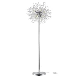 68.9 in. Silver 8-Light Metal Novelty Tree Floor Lamp for Living Room Bedroom