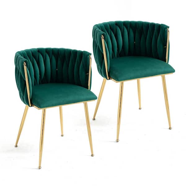 HOMEFUN Modern Emerald Velvet Leisure Dining Arm Chair with Metal