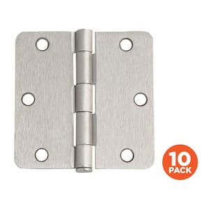 3-1/2 in. x 1/4 in. Radius Satin Nickel Door Hinge Value Pack (10 per Pack)