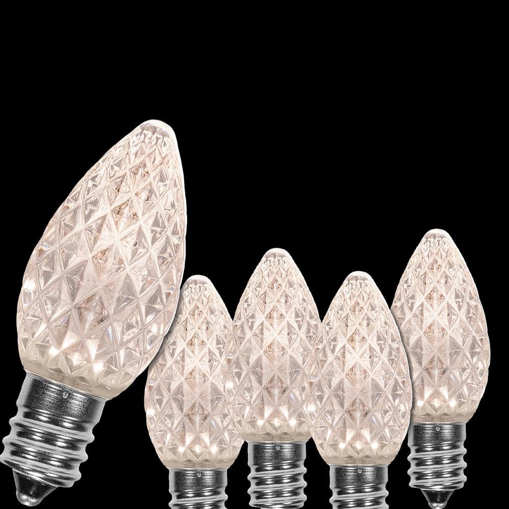 Wintergreen Lighting OptiCore C7 LED Warm White Faceted Shatter-Resistant Christmas Light Bulbs (25-Pack)