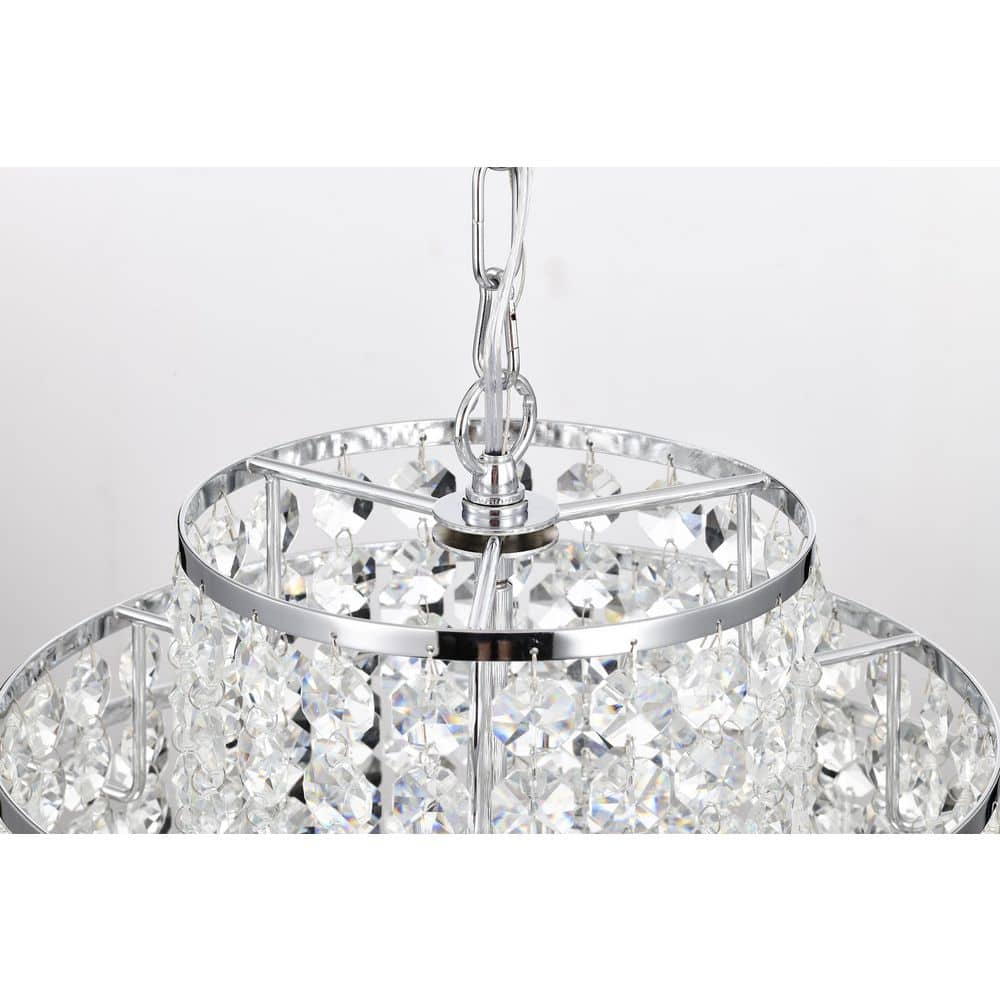 Glam Chrome and Crystal 4-Light Tiered Chandelier
