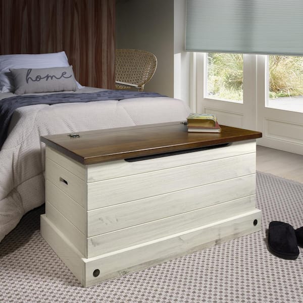OS Home and Office Furniture Classic Cottage Distresse White Trunk