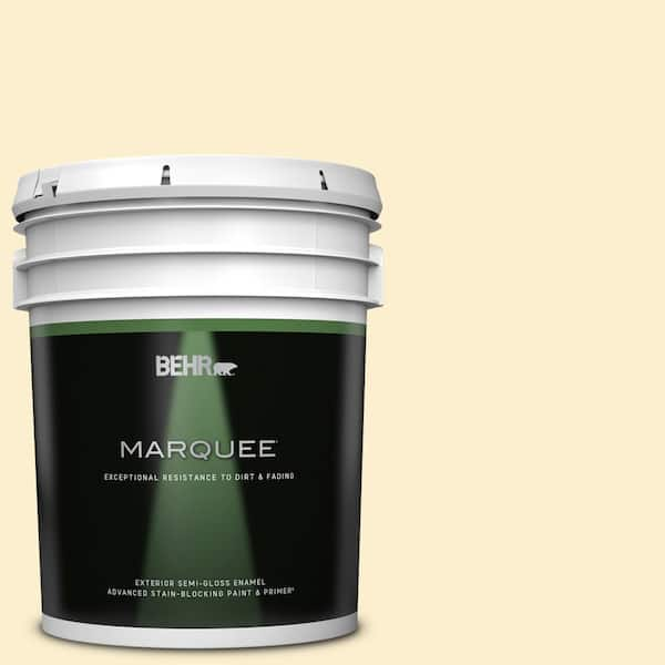 BEHR MARQUEE 5 gal. #370C-2 Custard Cream Semi-Gloss Enamel Exterior Paint & Primer