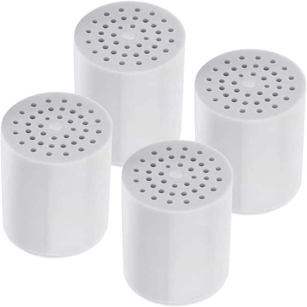 Lukvuzo Shower Head Water Filtration System with Lasting High Output for Reduces Chlorine and Toxins, Child Safe in White 4-Pack