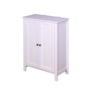 23.62 in. W x 11.81 in. D x 31.5 in. H White Bathroom Floor Linen Cabinet with Double Door and Adjustable Shelf