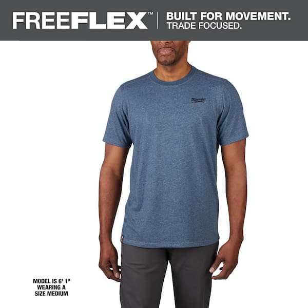 Men's Small Blue Cotton/Polyester Short-Sleeve Hybrid Work T-Shirt