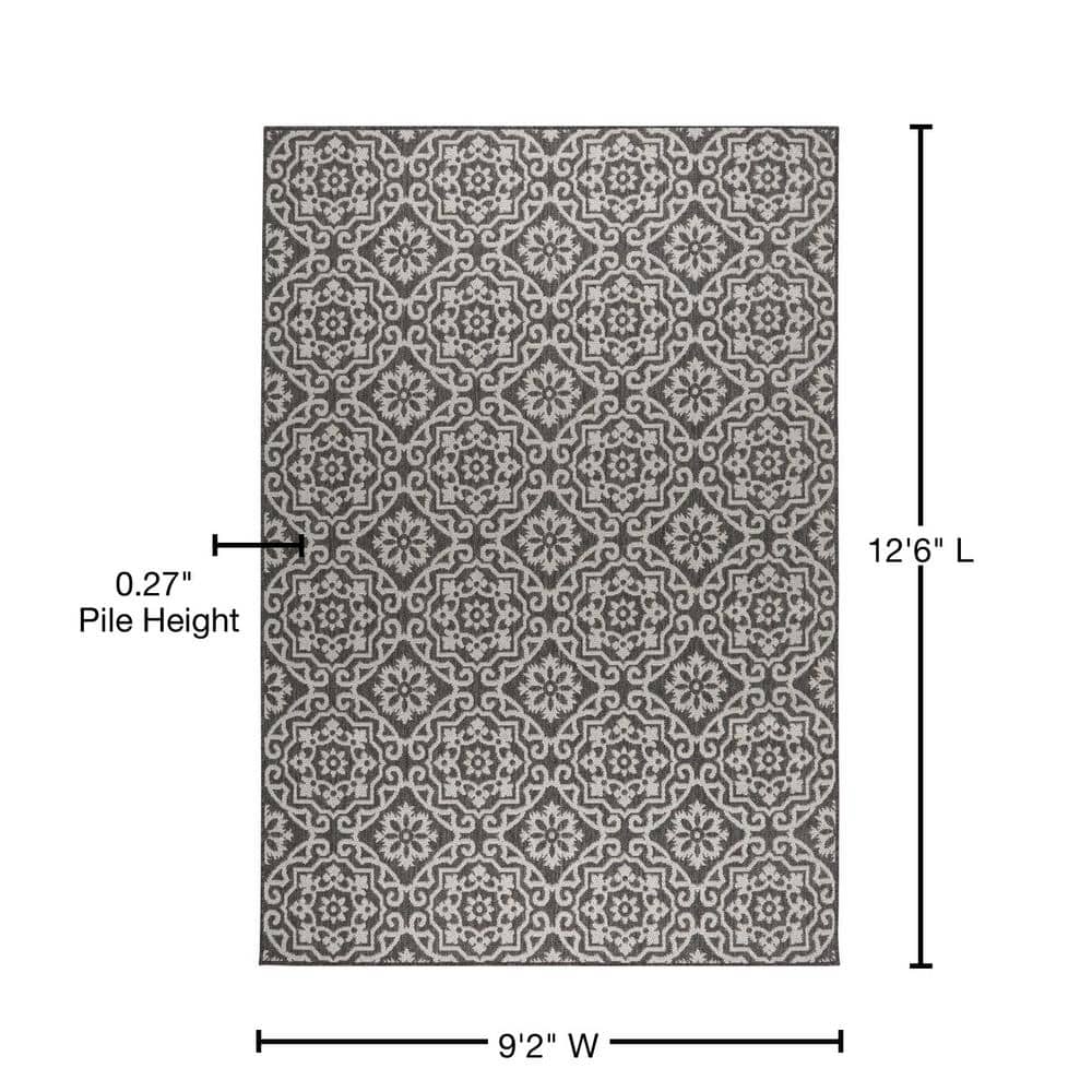 Nicole Miller Patio Country Danica Black/Gray 9 ft. x 12 ft. Geometric Indoor/Outdoor Area Rug - 3