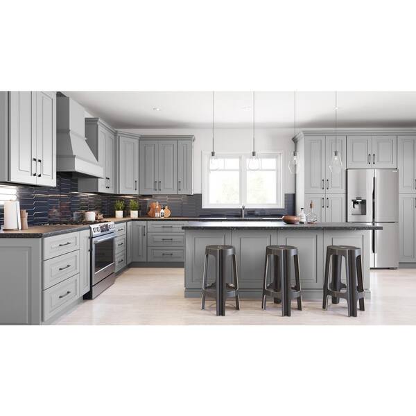 Home Decorators Collection Grayson Pearl Gray Plywood Shaker Stock  Assembled Pantry Utility Kitchen Cabinet 4-ROT Right 18 in. x 96 in. x 24  in. U182496R-4T-GPG - The Home Depot