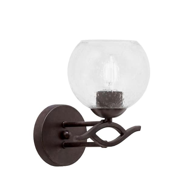 Unbranded Revo 1-Light Dark Granite Wall Sconce 5.75 in. Clear Bubble Glass