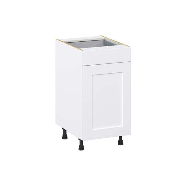 J COLLECTION Roseland 18 in. W x 24 in. D x 34.5 in. H Assembled Shaker Trash Can Kitchen Cabinet in Warm White
