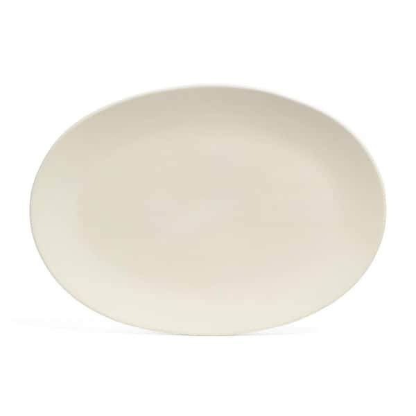 Coupe 16.4 in Semi-Matte Ivory Hand-Finished Stoneware Oval Serving Platter