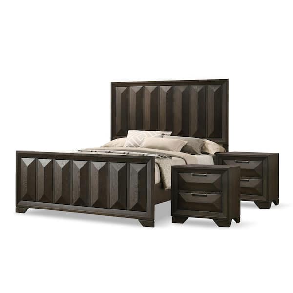Pinnete 3-Piece Espresso Wood Queen Bedroom Set