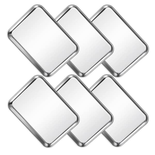 9 in. W x 7 in. D x 1 in. H Stainless Steel Baking Sheet Pan for Toaster, Metal Cookie Sheet and Oven Tray (Set of 6)