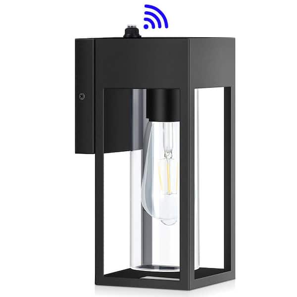 10.2 in. Black Dusk to Dawn Modern Porch Lights Outdoor Hardwired Wall Lantern Sconce with No Bulbs Included (1-Pack)