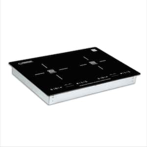 20 in. Horizontal 2 elements Dual Induction Cooktop ceramic glass surface 9 Power Built in/Freestanding 110V Black