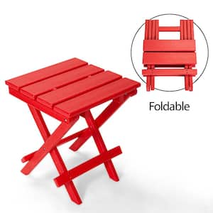 Plastic HDPE Red All-Weather Folding Outdoor Side Table
