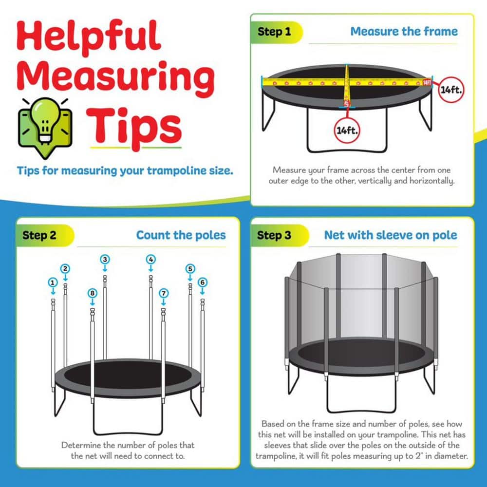 14 ft Weatherproof Trampoline Enclosure Net for 8-Pole Frames