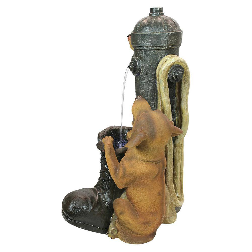 Fire Hydrant Pooch Garden Fountain with LED Light
