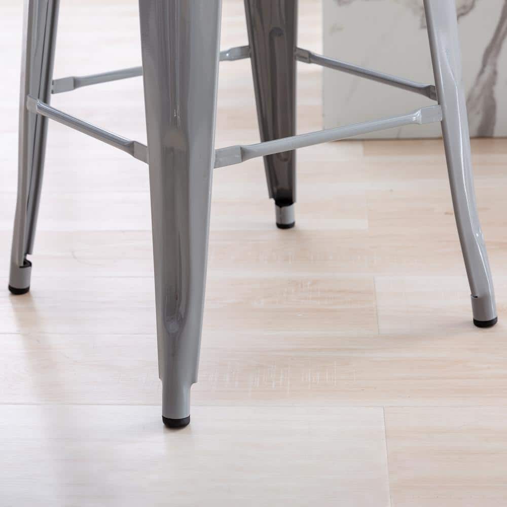 Kypton Gray Metal Armless Indoor/Outdoor Bar Stools, Set of 2