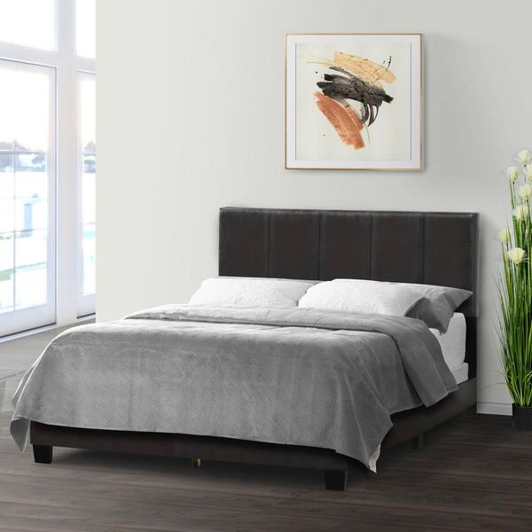 Glamour Home Arty Black Brown Faux, Leather King Headboard