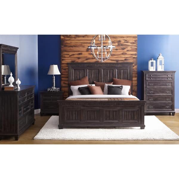 Steele Smokey Walnut 2-Drawer 29 in. W Nightstand with LED Light