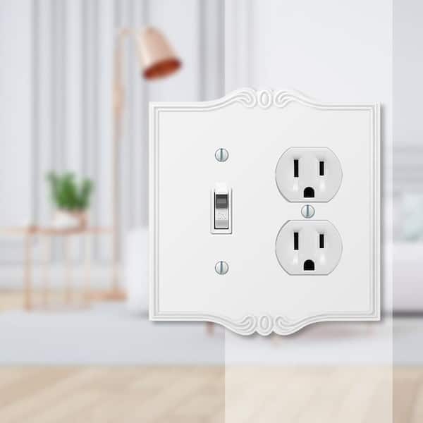 Charleston 2 Gang 1-Toggle and 1-Duplex Composite Wall Plate - White