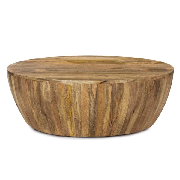 Poly and Bark Goa 36 in. Natural Round Wood Top Coffee Table