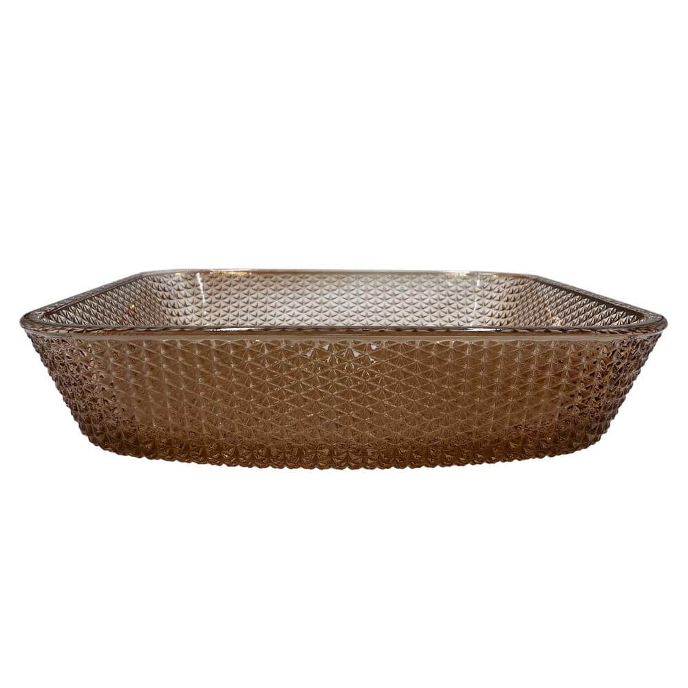16" Brown Textured Glass Square Vessel Sink