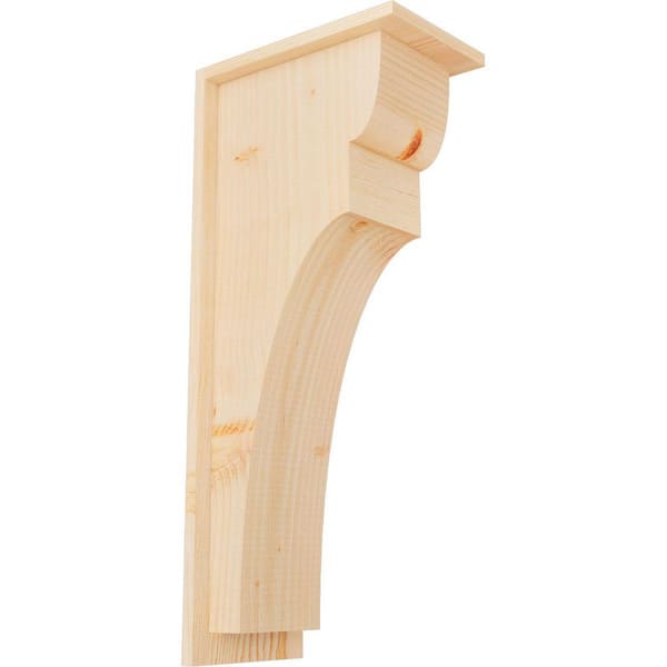 Ekena Millwork 7-1/2 in. x 12 in. x 28 in. Yorktown Smooth Douglas Fir Corbel with Backplate