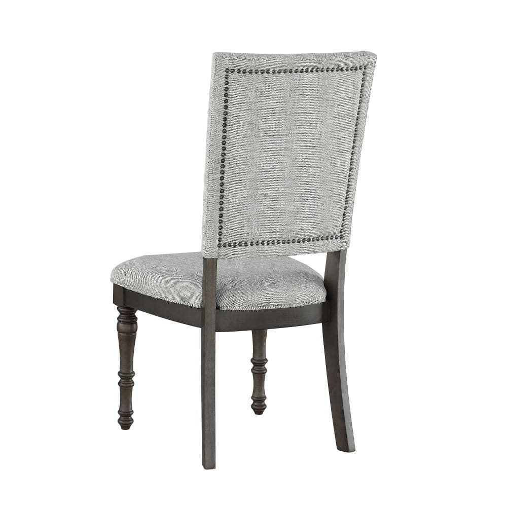 Gray High Back Linen Upholstered Wood Side Chair