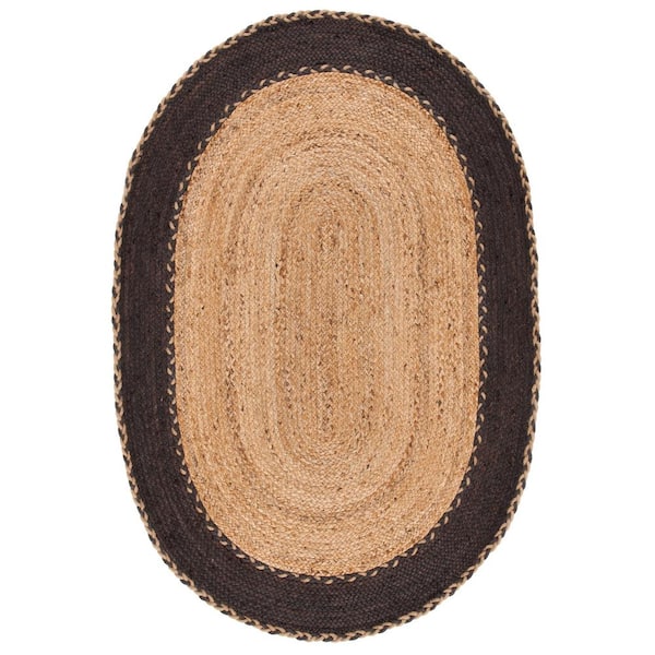 SAFAVIEH Natural Fiber Beige/Brown 4 ft. x 6 ft. Border Woven Oval Area Rug