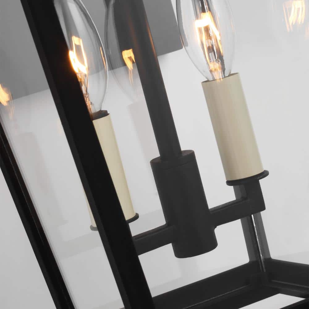 Warren Textured Black 2-Light Dimmable Outdoor Lantern with Clear Panels