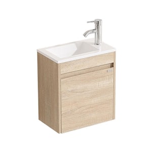 15.7 in. W x 9.6 in. D x 17.7 in. H Wall Mounted Bathroom Vanity Set in Natural Color with Resin Sink and Top
