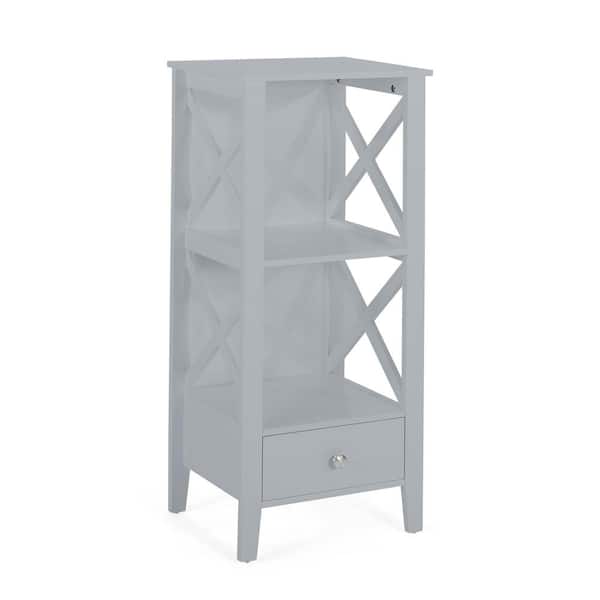 Anky 15.75 in. W x 12.5 in. D x 36.5 in. H Gray MDF Freestanding Linen Cabinet with Drawer