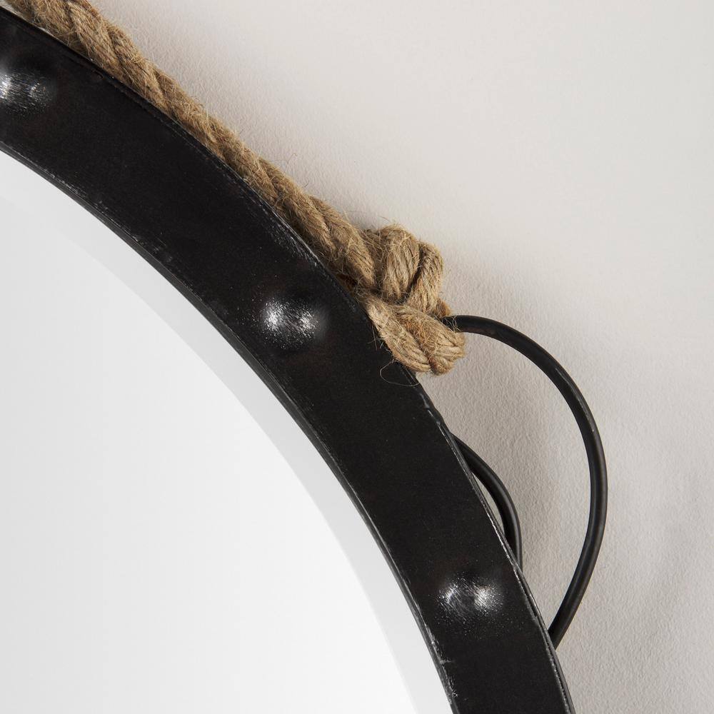 Pendula 27" Black Metal Round Frame Mirror