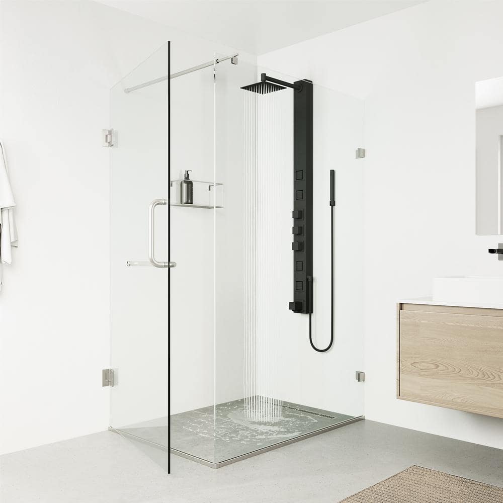 Bowery Matte Black 58" Shower Panel System with Tub Filler