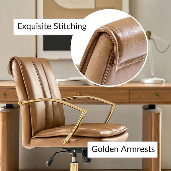 JAYDEN CREATION Carlos Genuine Leather Swivel Office Chair in