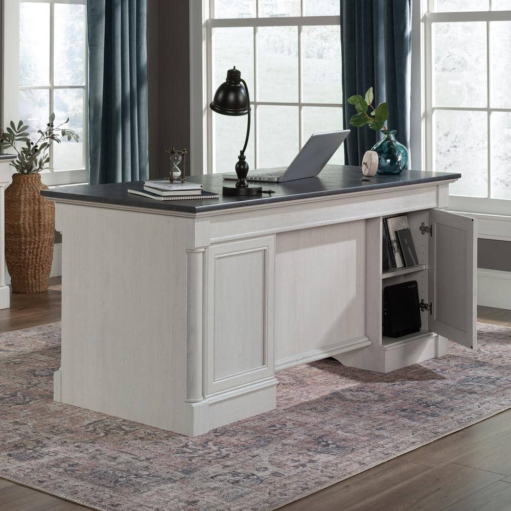 Glacier Oak Executive Desk with Drawers and Keyboard Tray