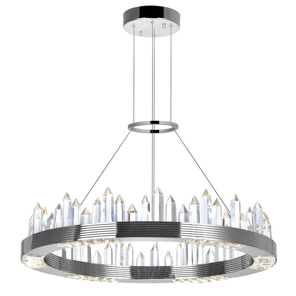 Agassiz 24'' Polished Nickel LED Chandelier with Crystal Towers