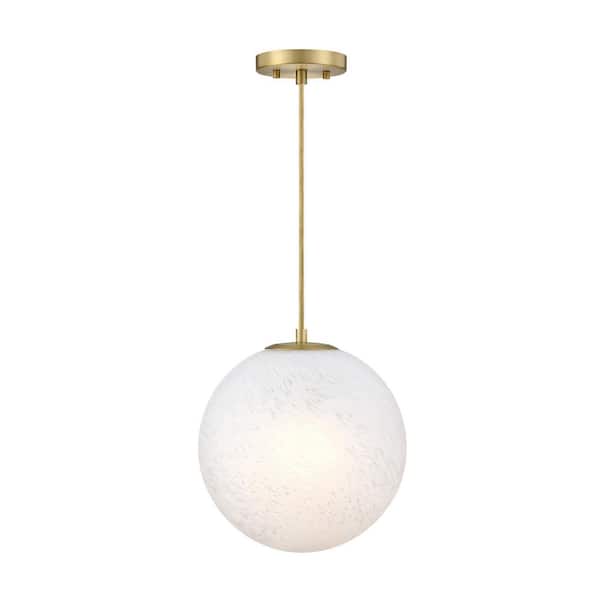 Designers Fountain Pixie 60-Watt 1-Light Brushed Gold Globe Pendant Light with Etched Cloud Glass Shade