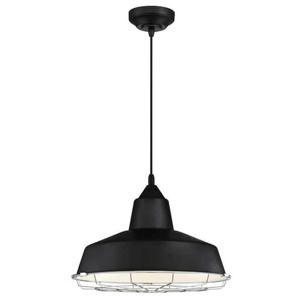 Westinghouse Academy 100-Watt Equivalent Black Cage Integrated LED Pendant with Removable Chrome