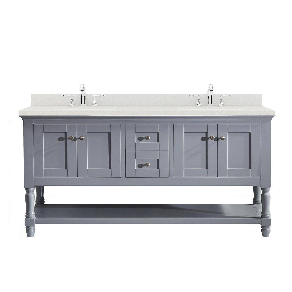 Virtu USA Julianna 60" Double Bath Vanity in Cashmere Gray with Dazzle