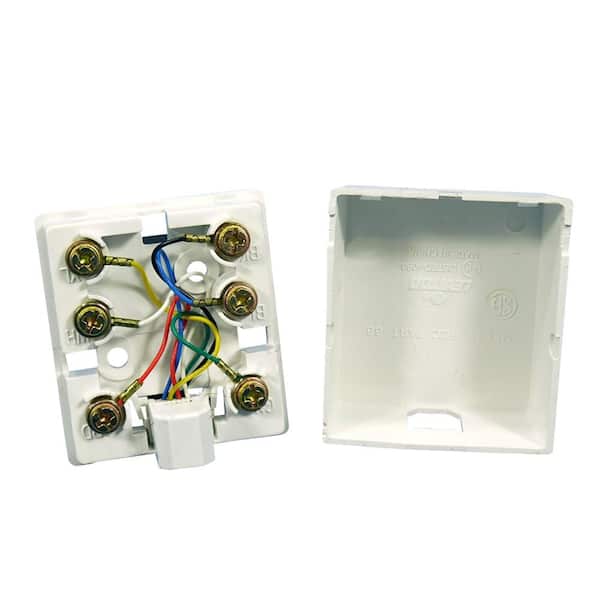 Phone Jack Wall Plate Modular White Surface Mount 4 Wire Flush Telephone 